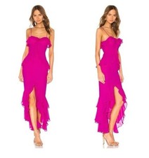 Lovers and Friends Melissa Ruffle Maxi Dress Medium Pink Magenta Glam Wedding