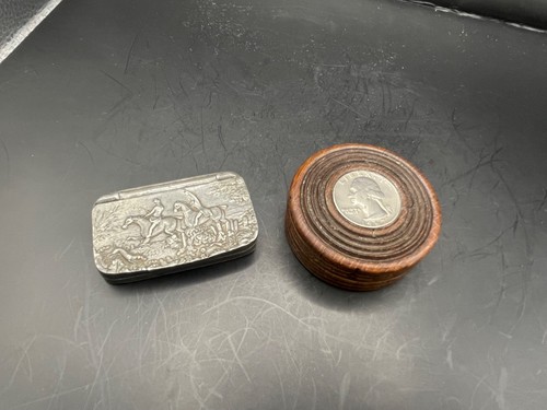 Snuff boxes one pewter - one,