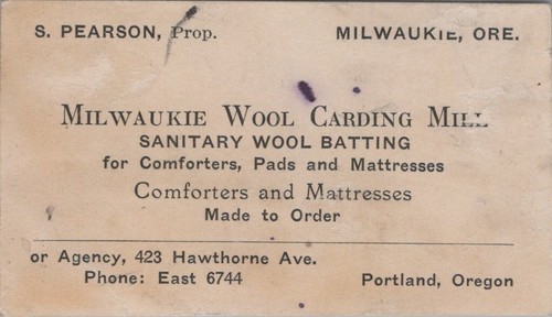 Milwaukie wool carding mill - wool,