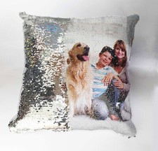 Personalised Sequin Cushion Cover Magic Photo Reveal custom printed picture