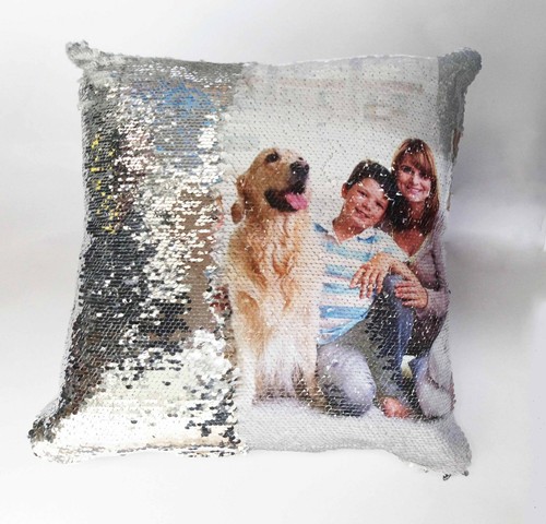 Personalised sequin cushion - sequin,