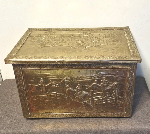 Vintage embossed brass wood - brass, &