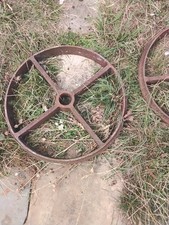Pair Of Antique Cast Iron Shepherds Hut Wheels 22" Dia 2.5 " Thick