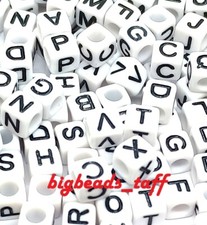 50pcs 6mm Cube White Single Letters A - Z Acrylic Alphabet Beads DIY Handcraft