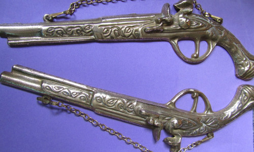 Pair brass flintlock - of,