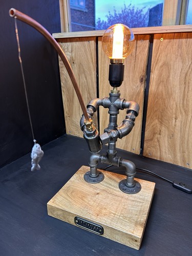 Fishing steampunk lamp - steampunk,