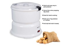 HomeTronix Electric Potato Peeler Machine 1kg Capacity – 6 Blade Automatic White