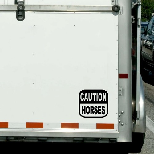 Caution horses vinyl decal - horses,