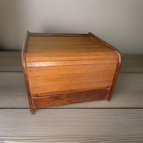 Vintage teak wood tambour roll - wood,