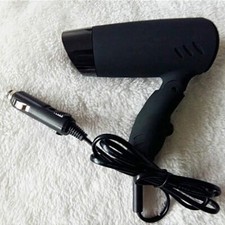 12V Compact Foldable Travel Festival Camping Portable In Car Hair Dryer- Black