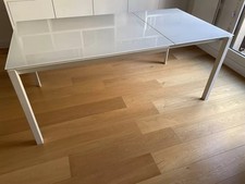 Habitat Rio Extendable White Glass Top Table With Metal Legs 120/180 X 90cm