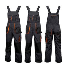 Bib and Brace Overalls Heavy Duty Work Trousers Dungaress Knee Pad Pockets 