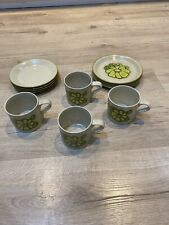 Kiln Craft Festival Green Vintage 4 Cups & Saucers & Side Plates 1970’s