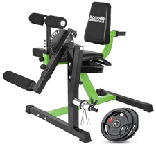 Leg Extension and Curl Machine Seated Extender Gym Bench & Olympic Weight Plates