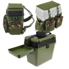 NGT Fishing Seat Box With Camo Rucksack Option  Coarse Carp Fishing Tackle Box