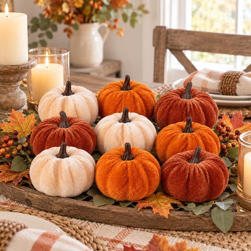 Velvet foam pumpkins set - pumpkins,