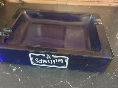 Vintage schweppes blue glass - vintage,