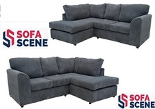 Jumbo Cord High Back Cushions Corner Sofa Suite Set Footstool 3 2 Seater Grey UK