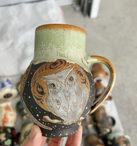 Pitch pine pottery - pitch, owls