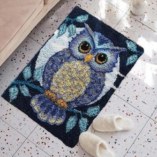 Owl Latch Hook Rug Kit for Beginners Handmade Carpet Making Set Fun DIY Gift