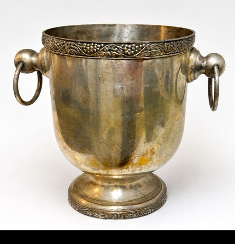 Silver metal ice bucket cooler - silver,