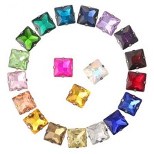 8mm/10mm/12mm Square Crystal Glass Rhinestones Flat Back Sew on Claw Cup Beads