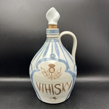Buchan Pottery Portobello Stoneware Hand Painted Whisky Thistle Decanter Flagon