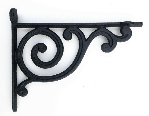 Cast iron ornate shelf bracket - cast,