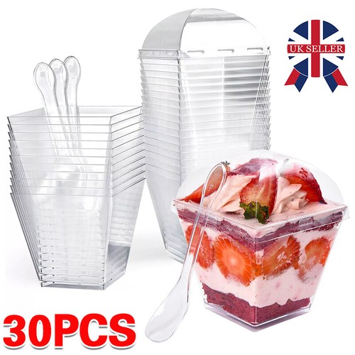 Pcs dessert cups with spoon - 30,