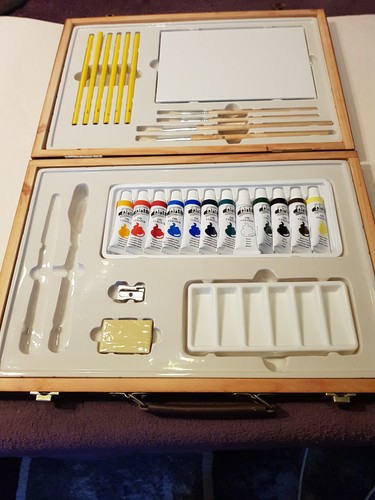 Wooden art supply box with - wooden,