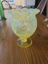 Richardson & Sons Victorian Vaseline Uranium Glass Vase C1900