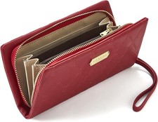 Womens Wallet Faux Leather Ladies Zip Purse RFID Card Coin Holder Italian Design