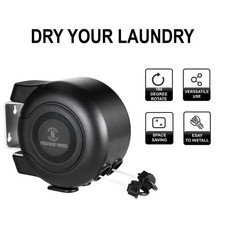 30m  Washing Line Double Clothes Reel Retractable Wall Mounted Indoor & Outdoor