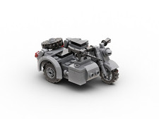 Buildarmy WW2 German Motorcycle With Sidecar Military Model Kits brick 37pcs