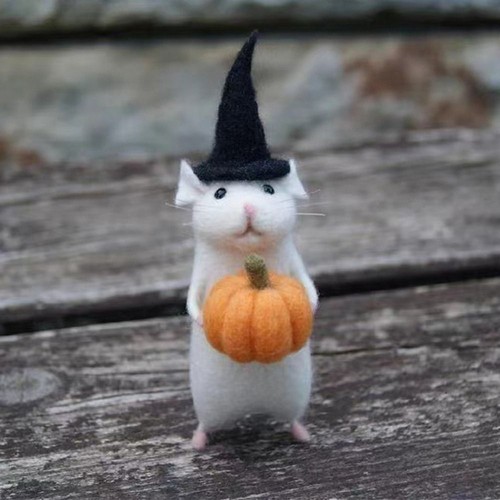 Mouse with xmas hat wool - xmas, felt