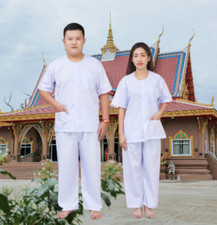Meditation Buddhist yoga White Clothes Short-Sleeved Shirt Elastic Long Pants