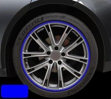 BLUE Alloy Wheel Protectors Embellishers Rim Trim Strips Kit