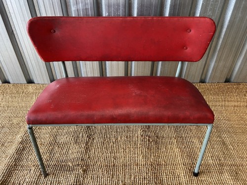 Vintage leather school bench - leather,