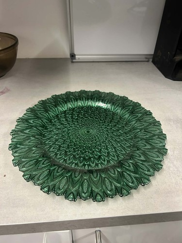 Green glass peacock - green, design
