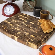 End Grain Acacia Wood Butchers Block Rectangle Thick Wooden Food Chopping Board