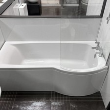 P Shaped Shower Bath 1700mm Acrylic With Front Panel Right Hand Roca Giralda