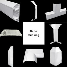 Dado Rail Trunking 1 2 3 Metre & ACCESSORIES Bend Join Angle Tee Cap 50 x 170mm