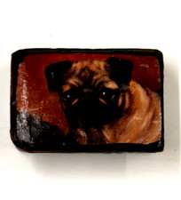 Antique Papier Mache Snuff Box  Dog Victorian 19th century