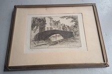 Caroline Armington Signed Etching 1926 Un Petit Pont A Bruces Original Frame