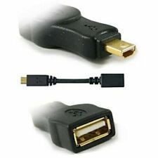 USB 2.0 Cable Mini 5 Pin Male OTG Host to USB 2.0 A Female 0.20m 20cm Gold [2PK]