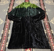 Beth Shaeffer Green Black Crushed Velvet Women’s Coat Size L BR
