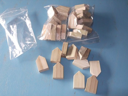 Wooden house shapes craft - wooden,