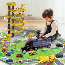 Parking Garage 4Levels Portable Car Carrier Truck Toy Set Transporter Truck Game