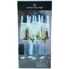 Dartington Champagne Flutes Cheers! Set of 4 Dishwasher Safe Lead Free Crystal