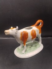 Vintage Staffordshire Pottery Brown & White Cow Creamer RF13#1